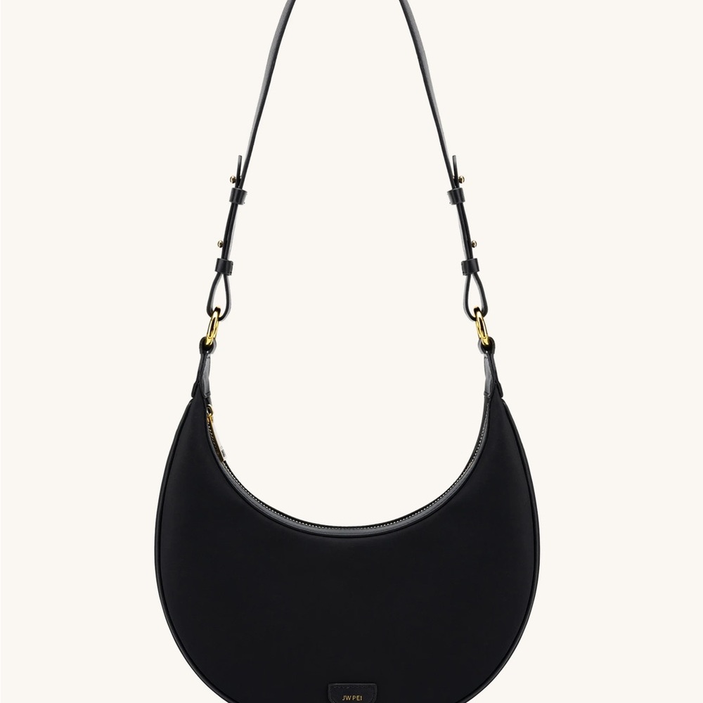 JW PEI Black Carly Nylon Saddle Bag Gold Hardware